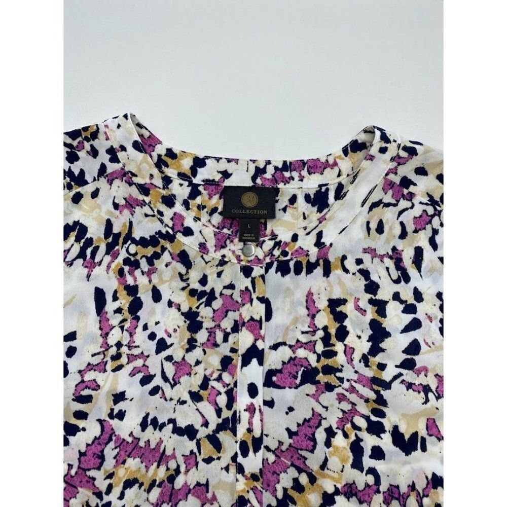 JM Collection Blouse Top Large Women's Artistic Print‎ Pleated-Back NEW - Picture 6 of 9